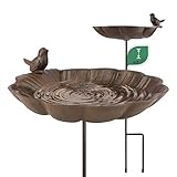 WILDLIFE FRIEND Vogeltränke stehend auf Stab - Gusseisen Vogelbad für Garten und Balkon - Frostsichere Wasserschale - Robust und Langlebig - 63 cm Höhe - Winterfest, Insektenfreundlich