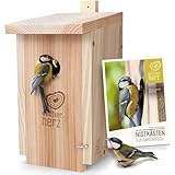 wildtier herz Nistkasten Meisen für Kohlmeisen aus Massiv-Holz, wetterfest, zum Aufhängen – Perfekter Vogelnistkasten für draußen mit NABU-Siegel - 32 mm